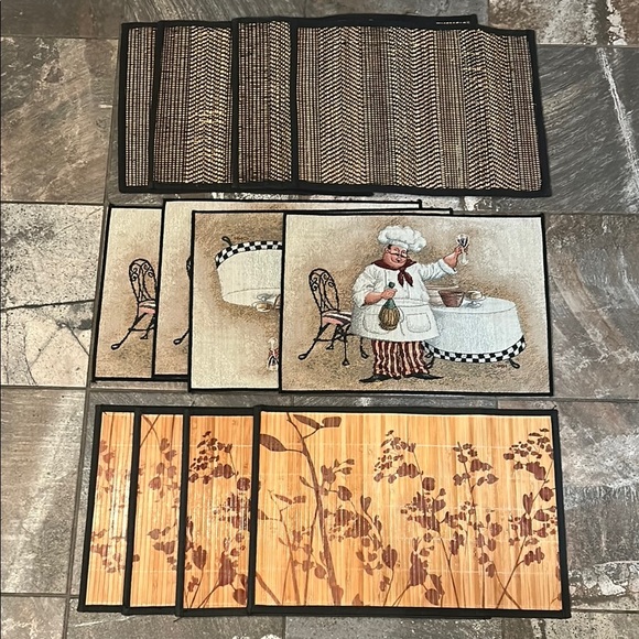 Tan and Brown Kitchen Placemat Sets (3 sets of 4 placemats) - Picture 1 of 7